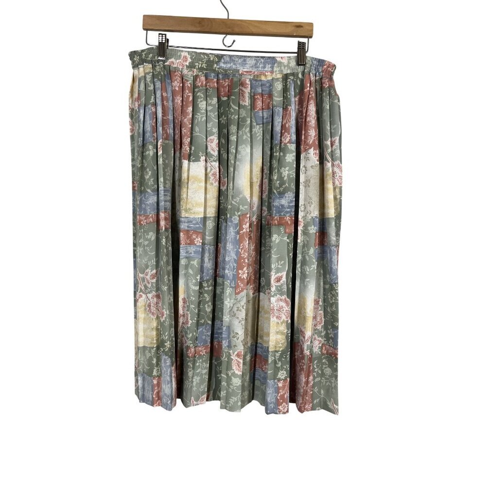Retro‎ Floral Pleated Maxi Skirt Pink 10 Cottage Feminine Boho Indie Folk Preppy